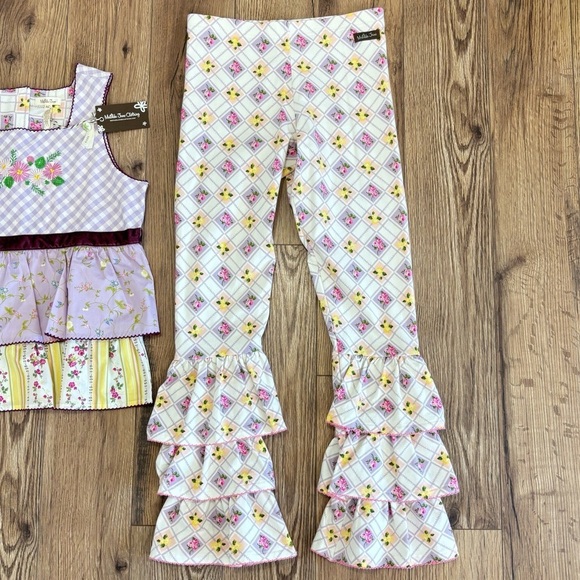 NWT Matilda Jane Enchanted Garden Gingham Tunic Top & Floral Pant Set Size 14 - Picture 3 of 10